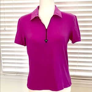 Walter Genuin Purple Short Sleeve 1/4 Zip Top